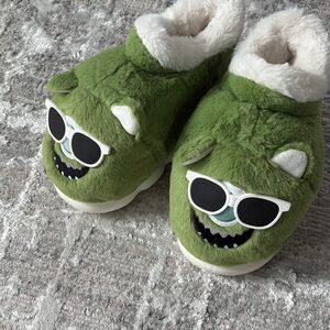 Green Monster Slippers with Sunglasses